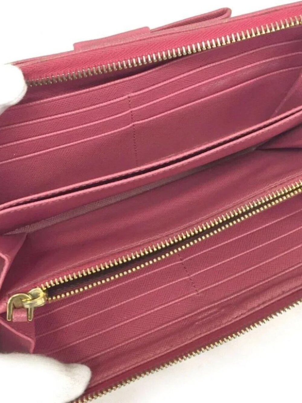 100% Authentic PRADA Saffiano Ribbon Leather Long - Picture 8 of 11